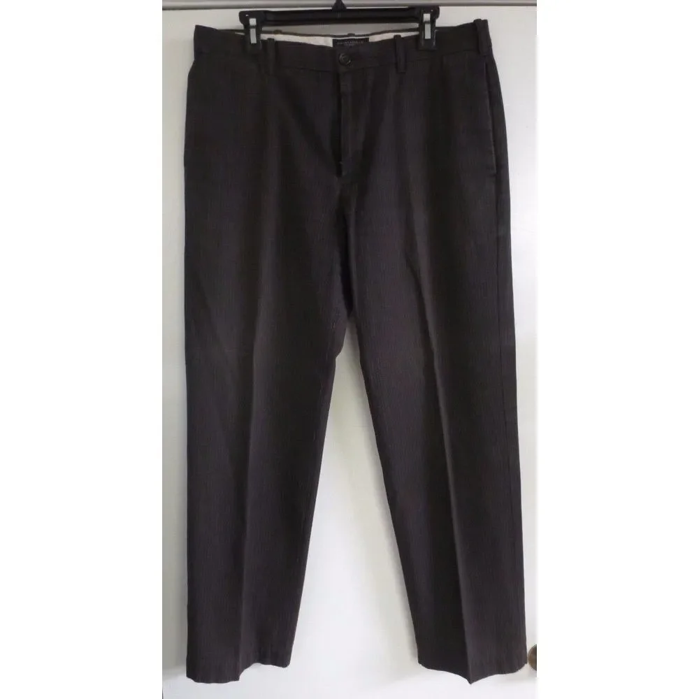 BANANA REPUBLIC Brown Pinstripe Straight Fit 35/32 Cotton Blend Pants Slacks Men
